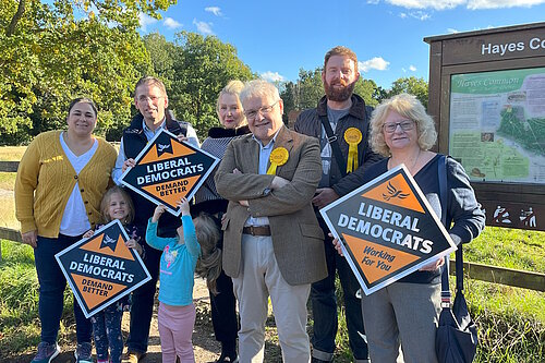 Tudor Griffiths with Lib Dem campaigners at Hayes Common