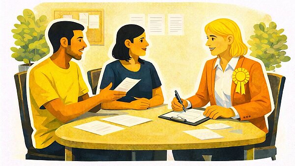 Councillor speaking to residents