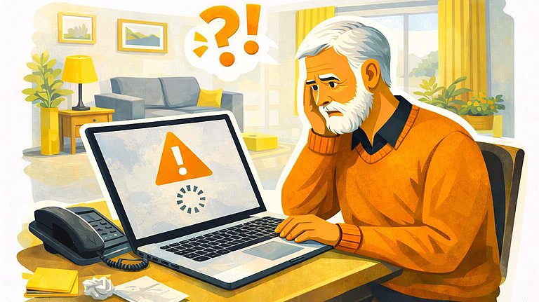 Man frustrated by computer error